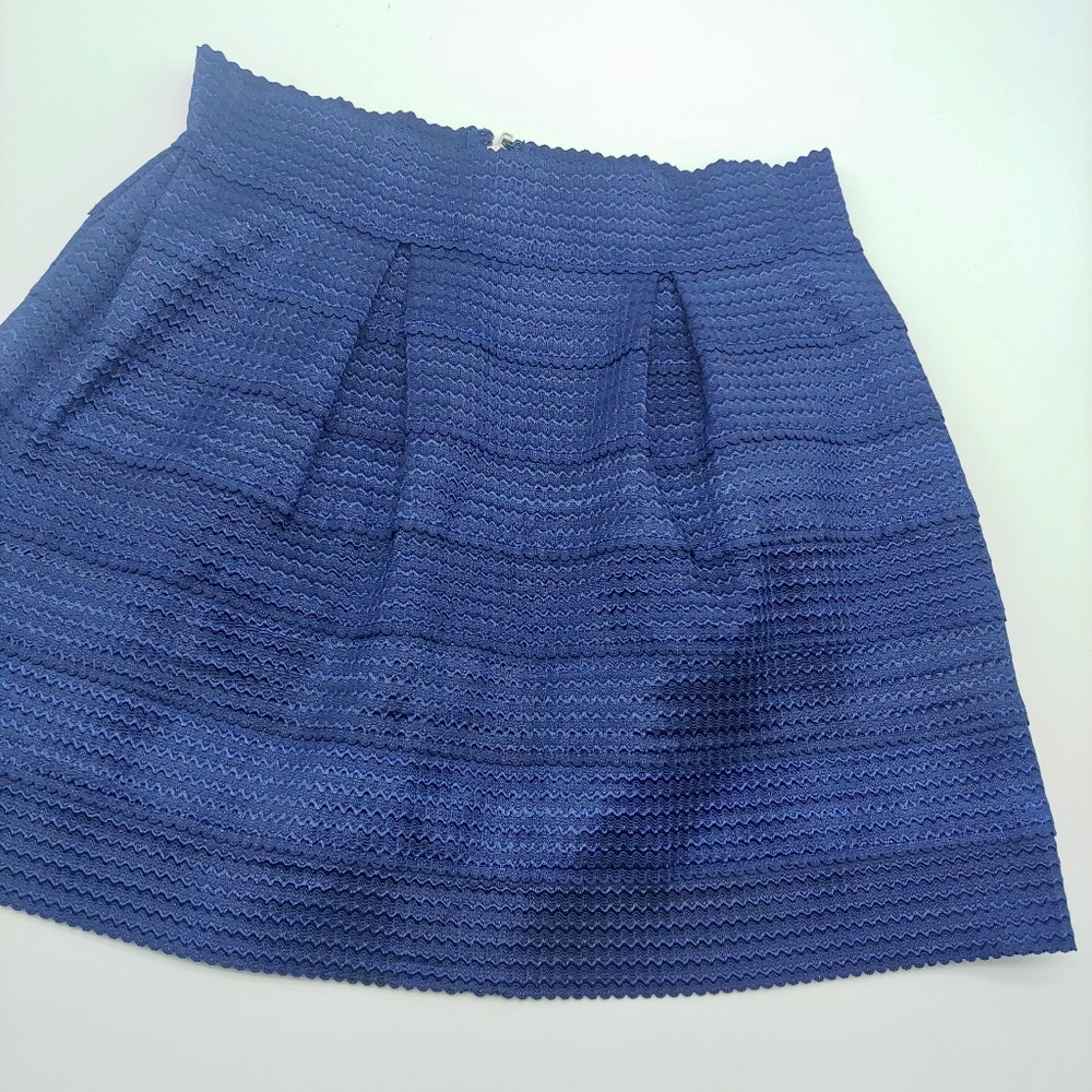Pniina ▪ Anthro blue exposed zip back navy skirt